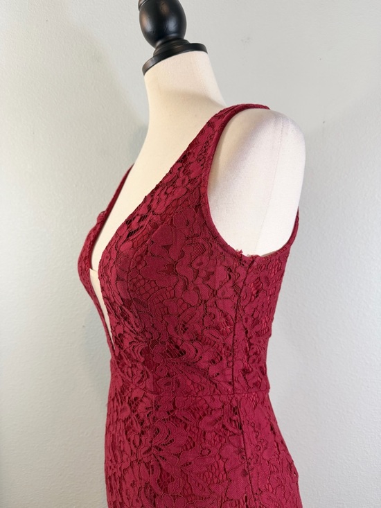 Lulus Everly Wine Red Lace Maxi Dress Size S Mermaid Flare Formal Wedding Party - Picture 4 of 14